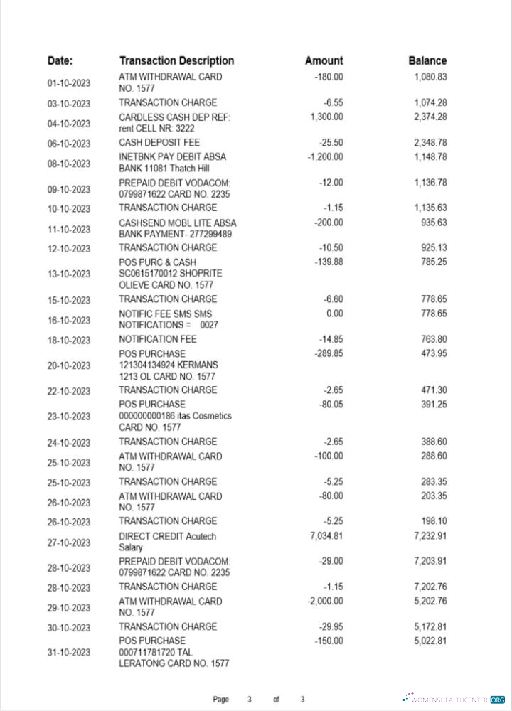 Download Albania ProCreditBank bank statement 3 pages 2 Photoshop template